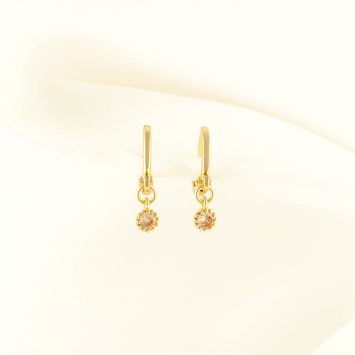 Bijou Champagne Zircon Huggie Earrings