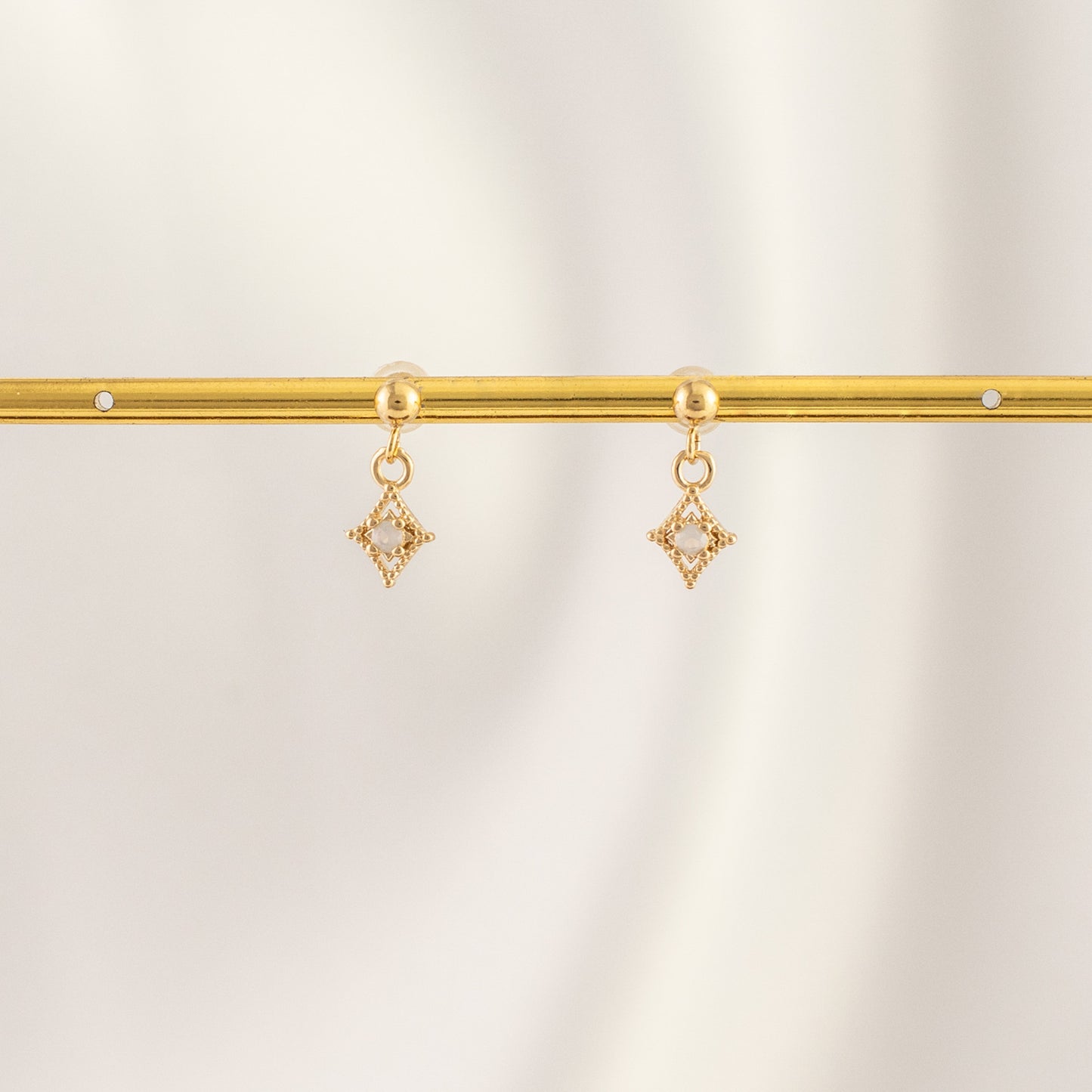 Glinda Pink Moonstone Dangle Studs