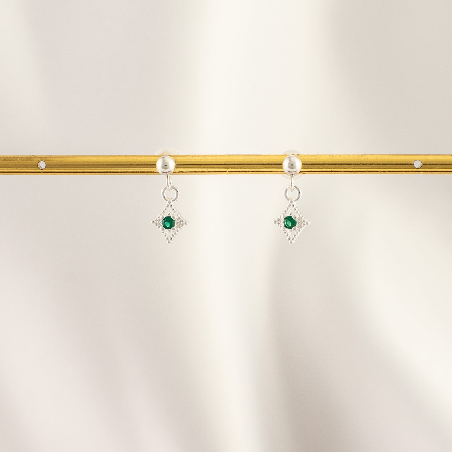 Arwen Emerald Dangle Studs