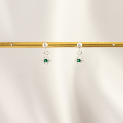 Arwen Emerald Dangle Studs