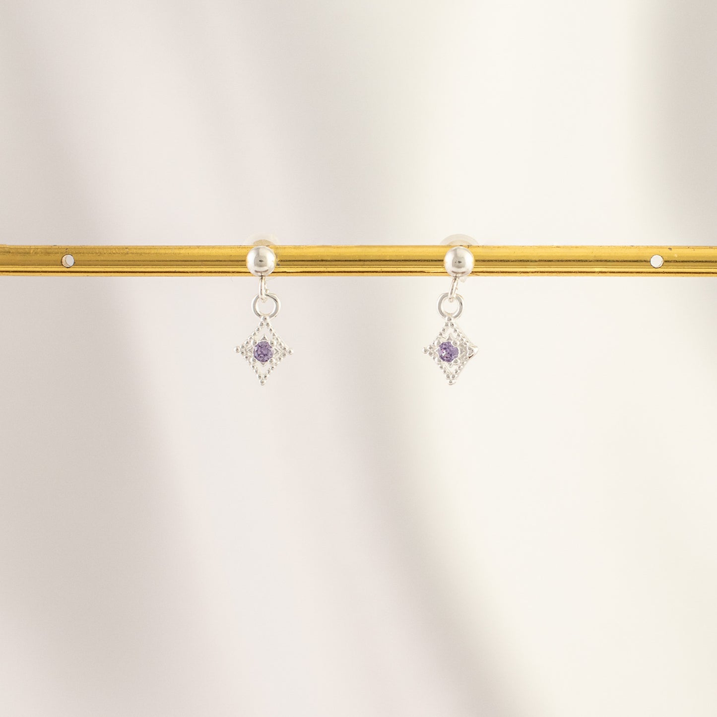 Pandora Amethyst Dangle Studs