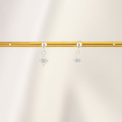 Glaucous Blue Moonstone Dangle Studs