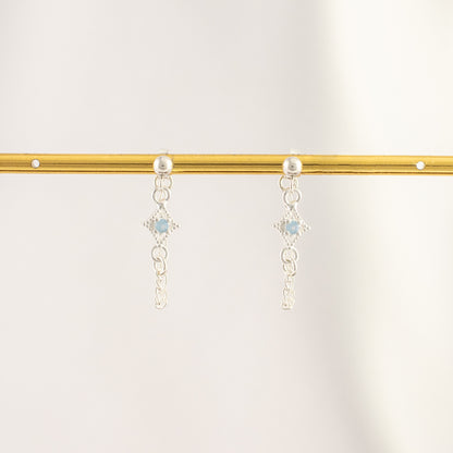 Glaucous Blue Moonstone Chain Studs