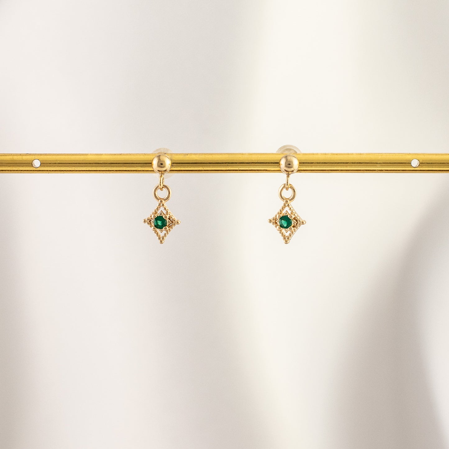 Arwen Emerald Dangle Studs