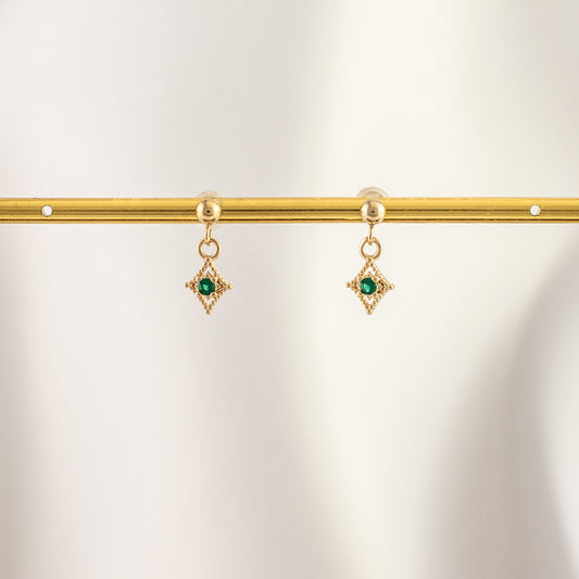 Arwen Emerald Dangle Studs
