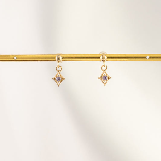 Pandora Amethyst Dangle Studs