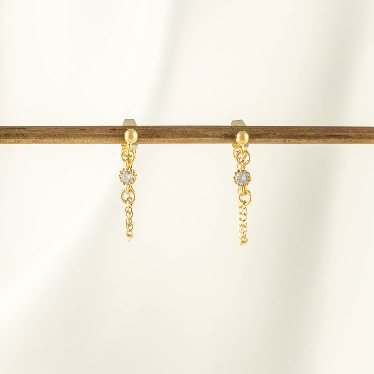 Callista White Zircon Chain Studs