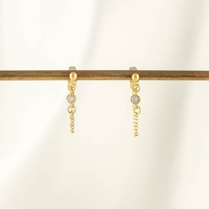 Callista White Zircon Chain Studs