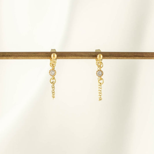 Callista White Zircon Chain Studs