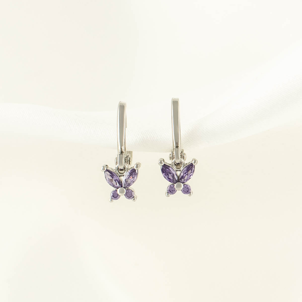 Candy Purple Zircon Butterfly Huggie Earrings