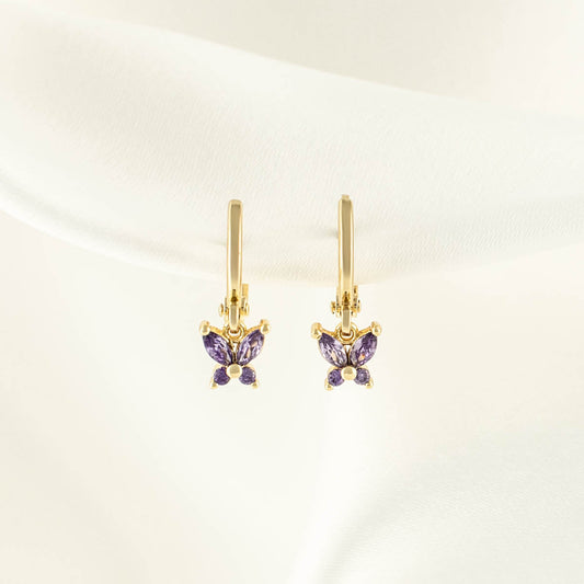 Candy Purple Zircon Butterfly Huggie Earrings
