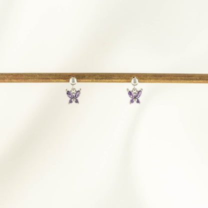 Candy Purple Zircon Butterfly Dangle Studs