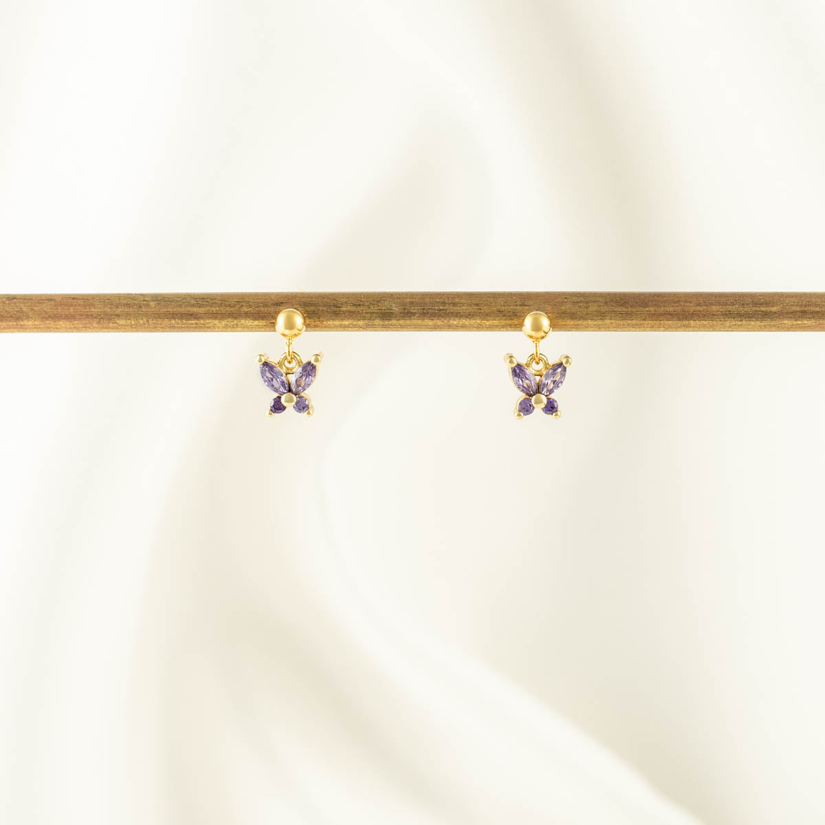 Candy Purple Zircon Butterfly Dangle Studs