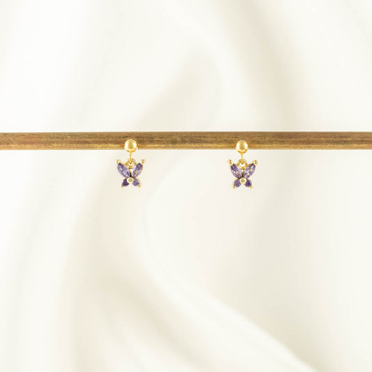 Candy Purple Zircon Butterfly Dangle Studs
