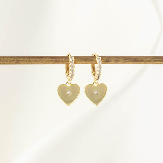 Charis Heart White Zircon Embellished Hoops