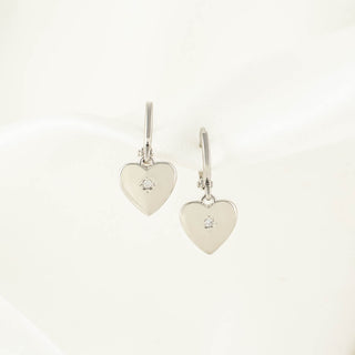 Charis Heart White Zircon Huggie Earrings