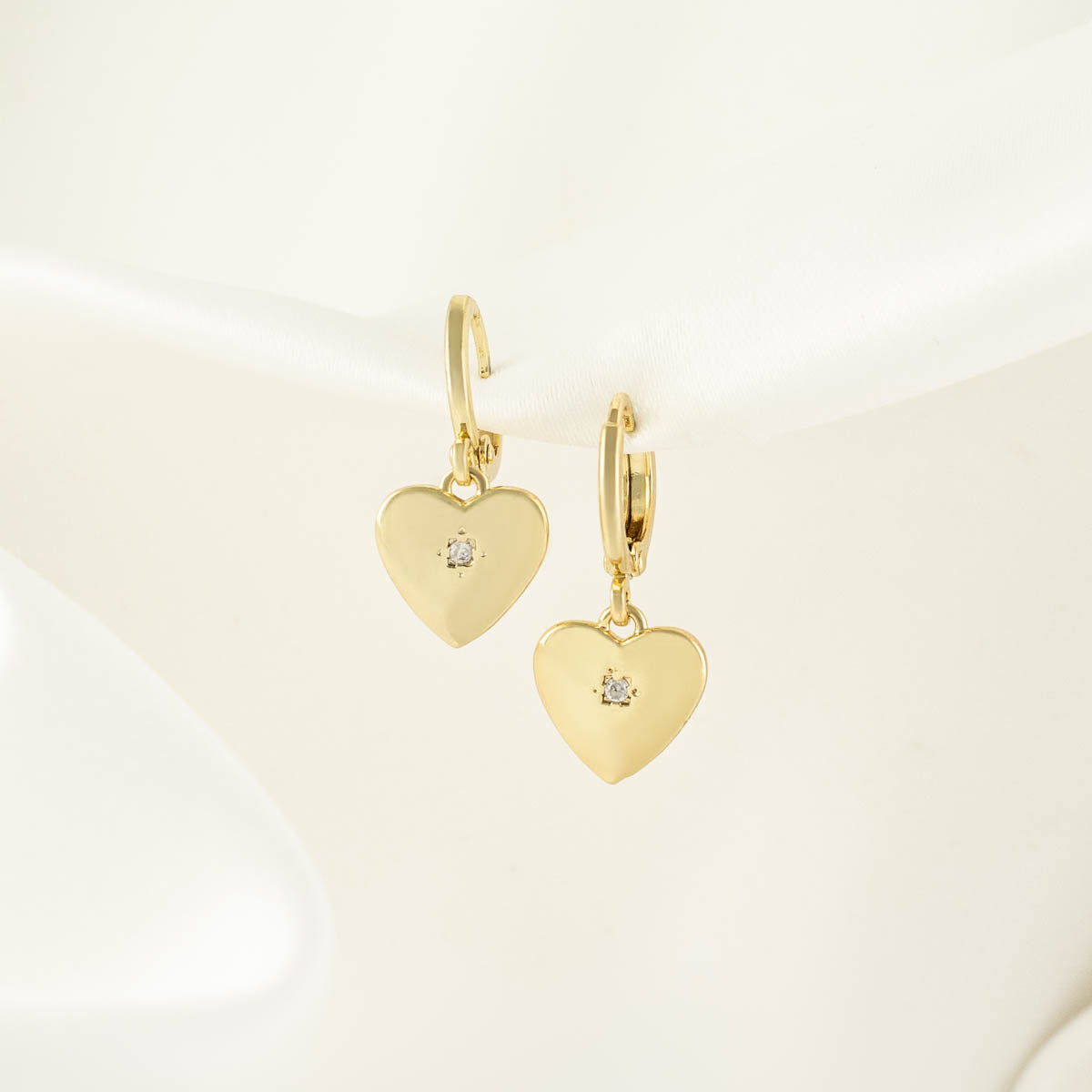 Charis Heart White Zircon Huggie Earrings
