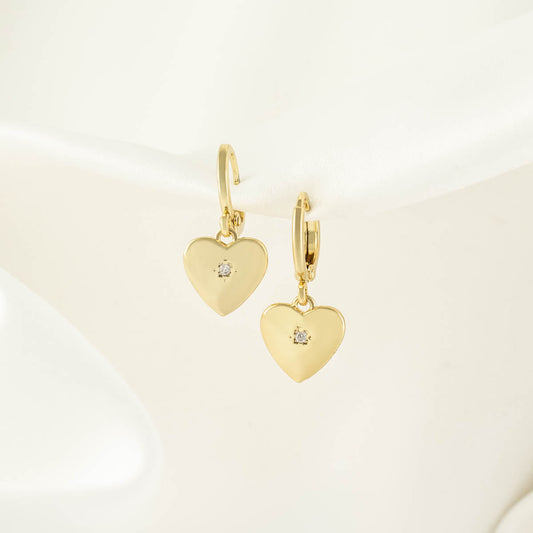 Charis Heart White Zircon Huggie Earrings