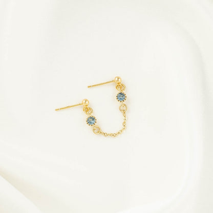 Daphne Blue Zircon Double Chain Studs