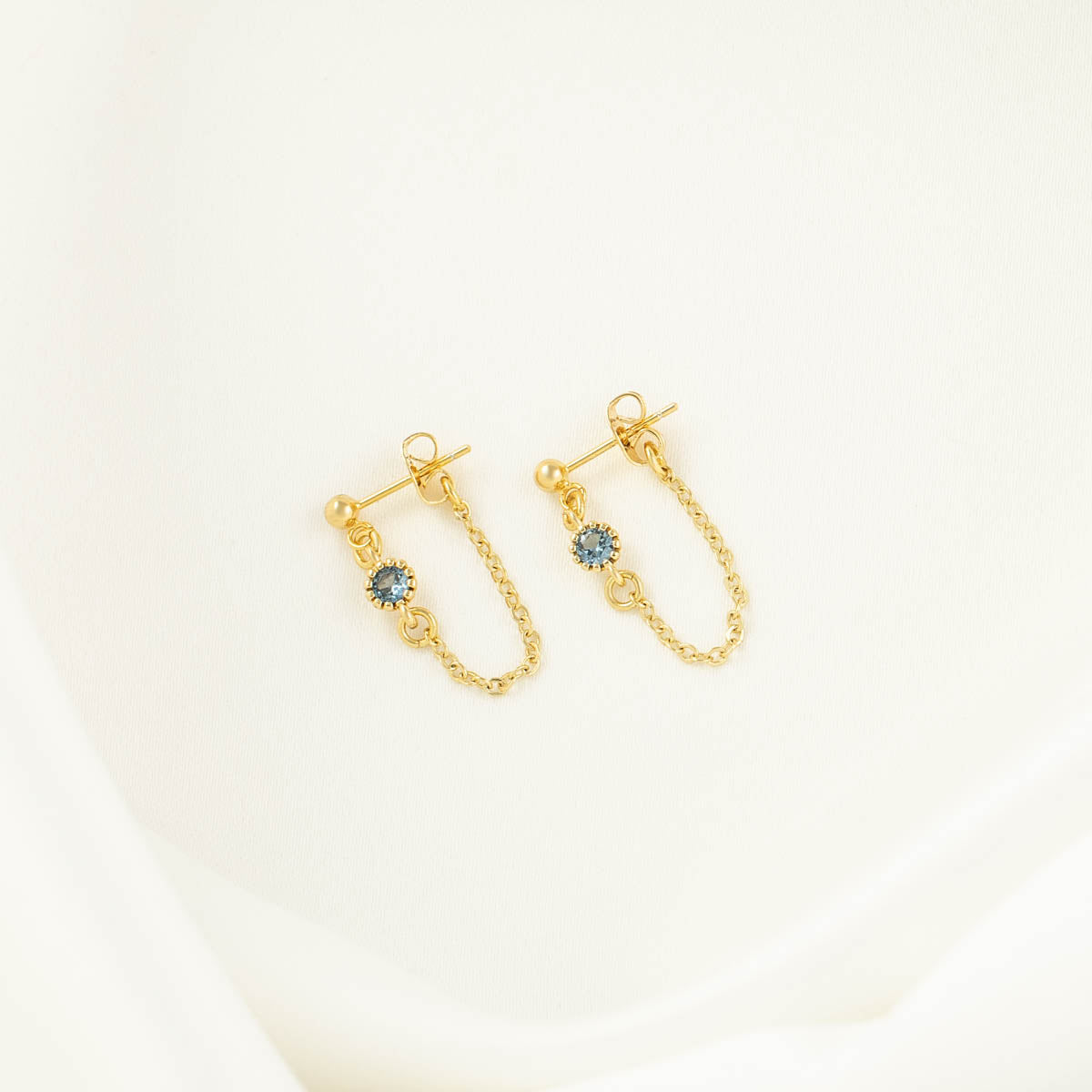 Daphne Blue Zircon Chain Studs