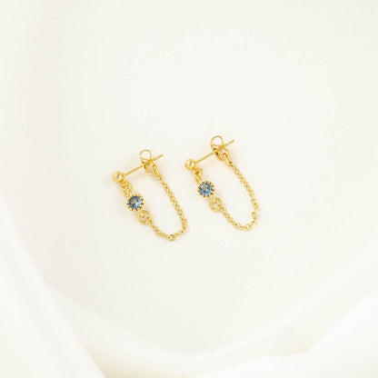 Daphne Blue Zircon Chain Studs