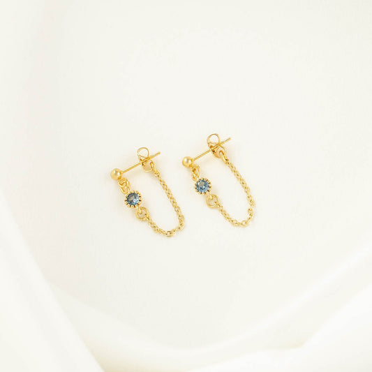Daphne Blue Zircon Chain Studs