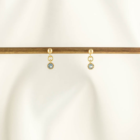 Daphne Blue Zircon Dangle Studs