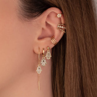 Dealla Hamsa White Zircon Dangle Studs [PRE-ORDER]