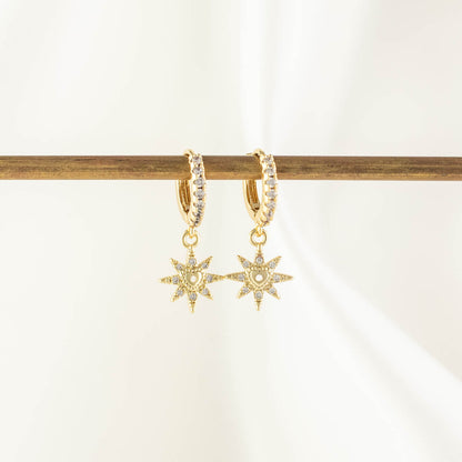 Elaine Heart Sun White Zircon Embellished Hoops