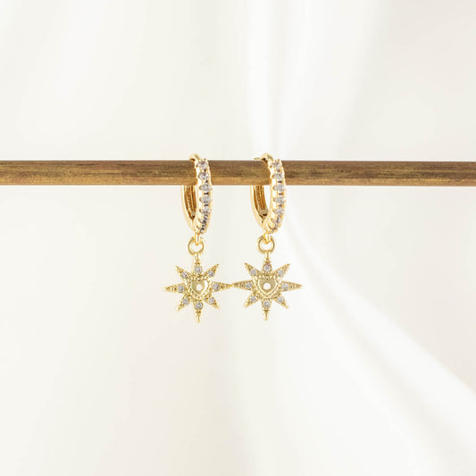 Elaine Heart Sun White Zircon Embellished Hoops