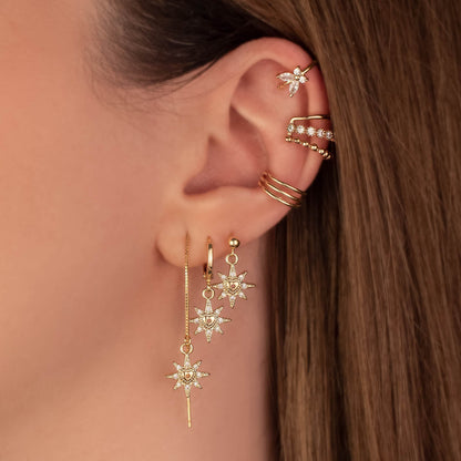 Elaine Heart Sun White Zircon Threaders