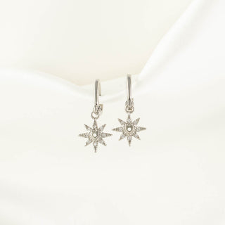 Elaine Heart Sun White Zircon Huggie Earrings [PRE-ORDER]