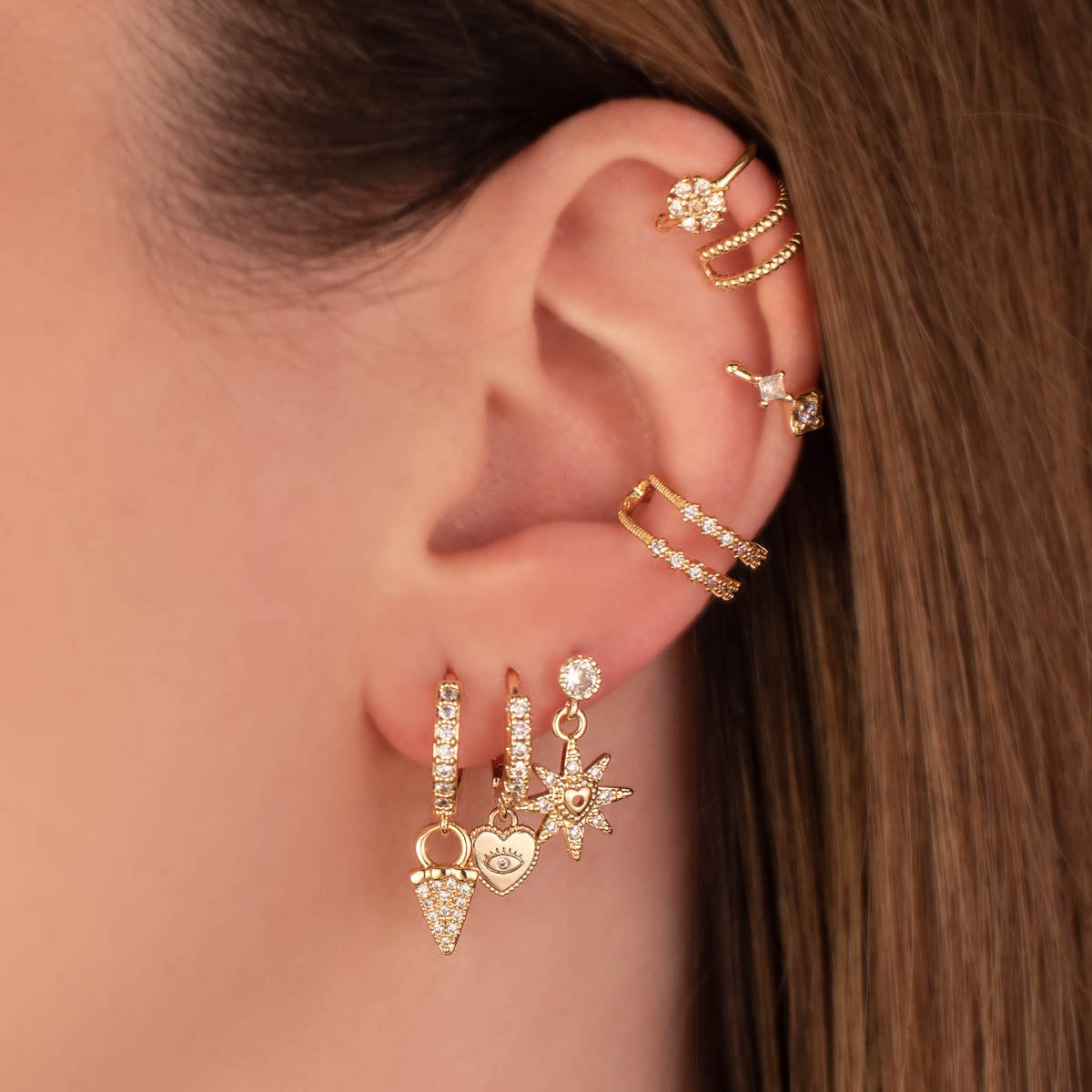 Valerie Evil Eye White Zircon Embellished Hoops