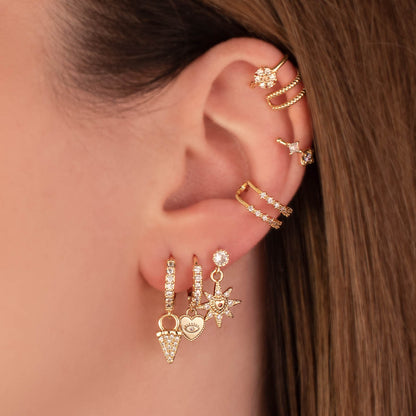 Valerie Evil Eye White Zircon Embellished Hoops