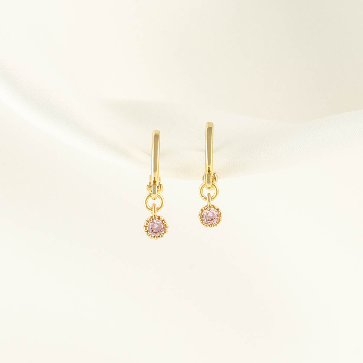 Evangeline Pink Zircon Huggie Earrings