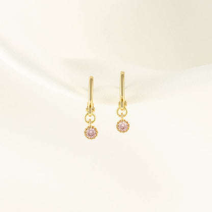 Evangeline Pink Zircon Huggie Earrings