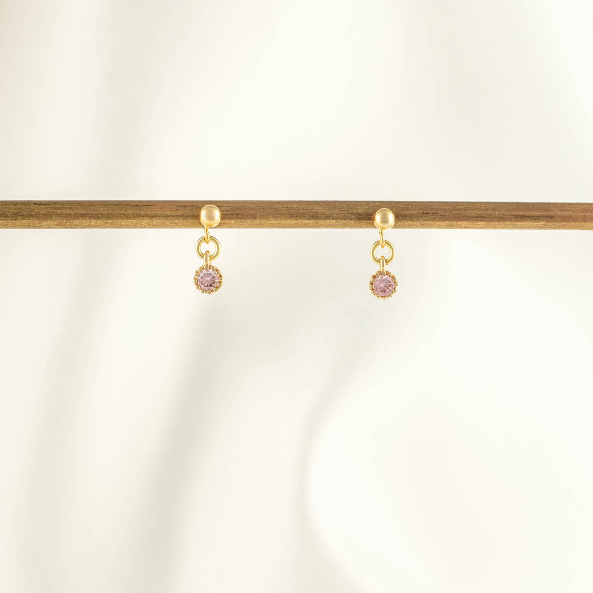 Evangeline Pink Zircon Dangle Studs