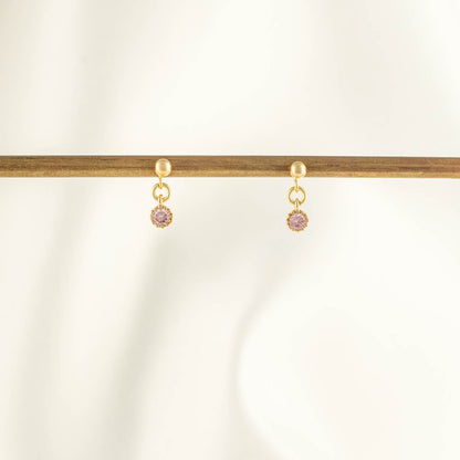 Evangeline Pink Zircon Dangle Studs