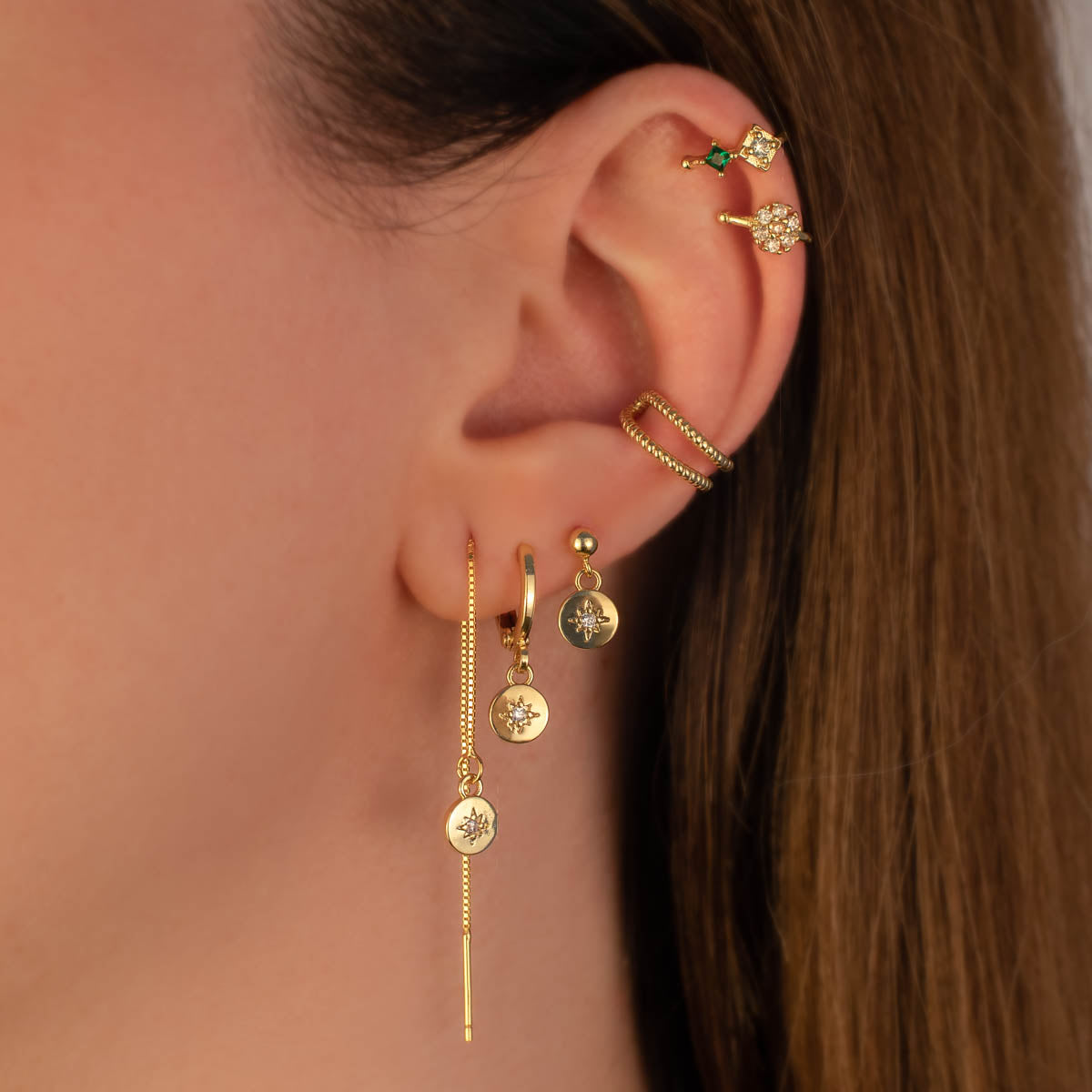 Fay Circle White Zircon Threaders