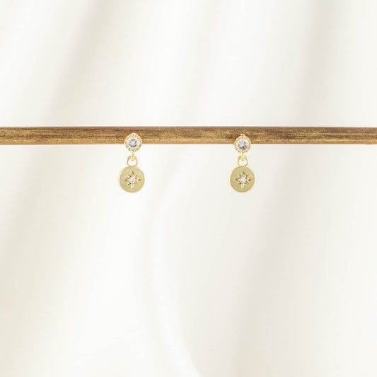 Fay Circle White Zircon Embellished Dangle Studs