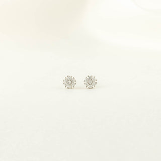 Florance White Zircon Flower Studs