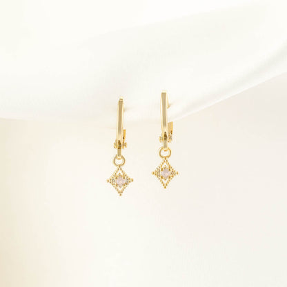 Glinda Pink Moonstone Huggie Earrings