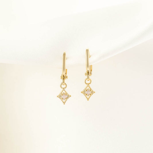 Glinda Pink Moonstone Huggie Earrings