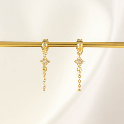 Glinda Pink Moonstone Chain Studs