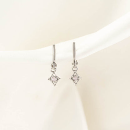 Glinda Pink Moonstone Huggie Earrings