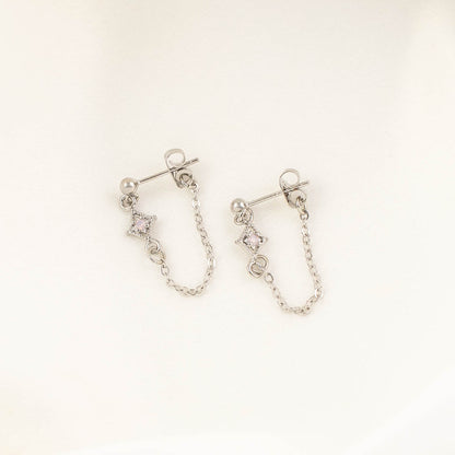 Glinda Pink Moonstone Chain Studs