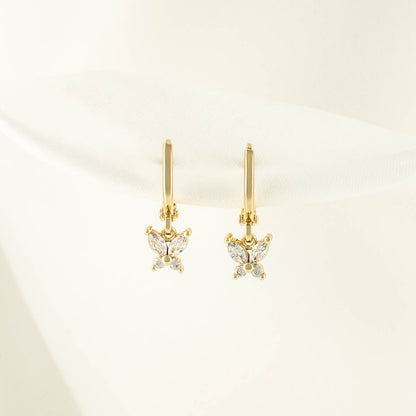 Gwendolyn White Zircon Butterfly Huggie Earrings