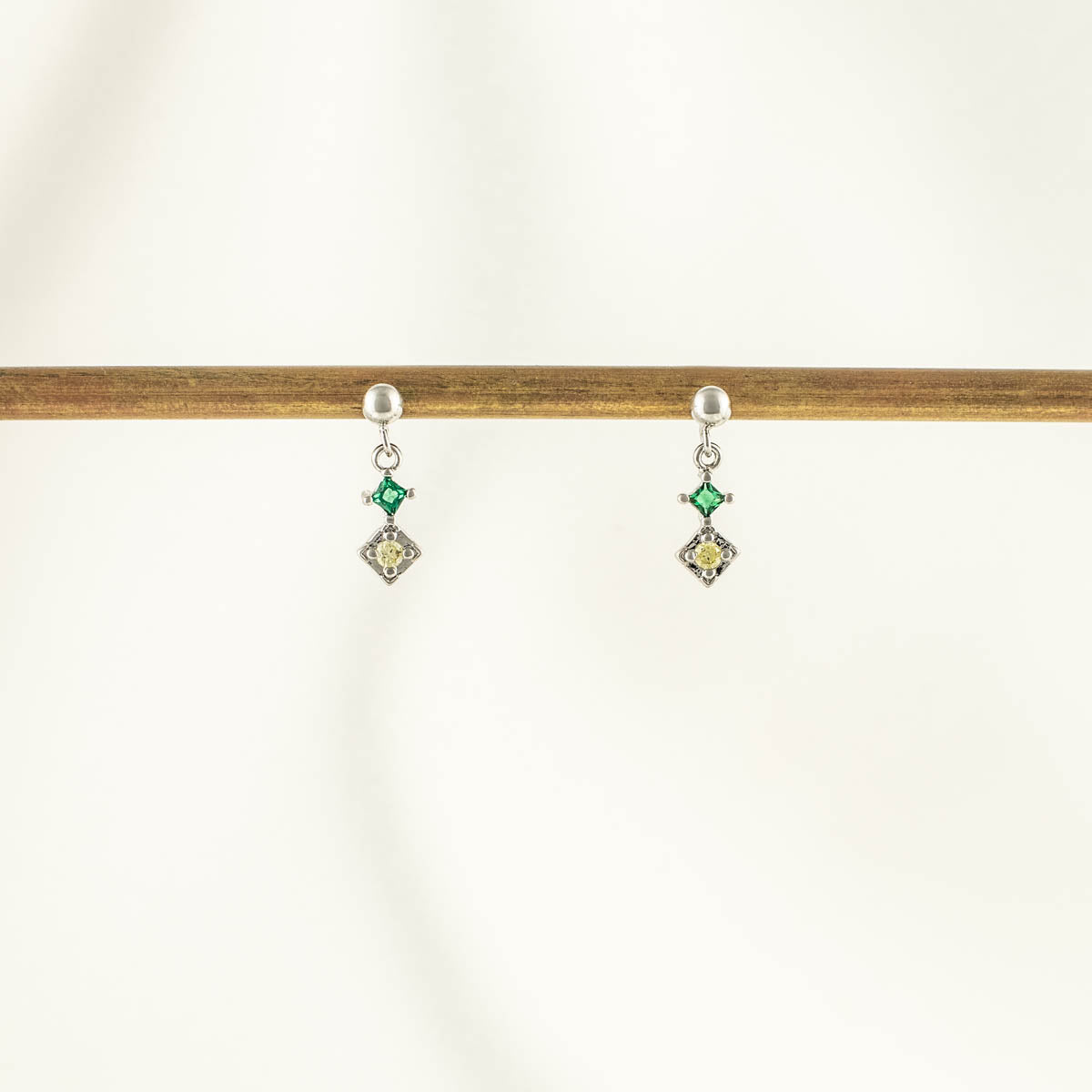 Hazel Green and Yellow Zircon Dangle Studs