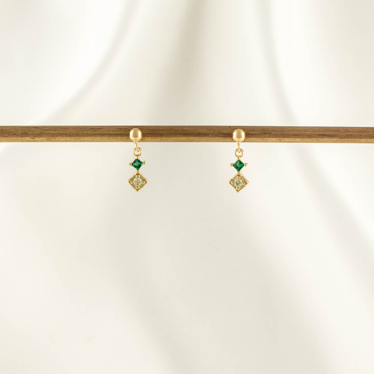 Hazel Green and Yellow Zircon Dangle Studs