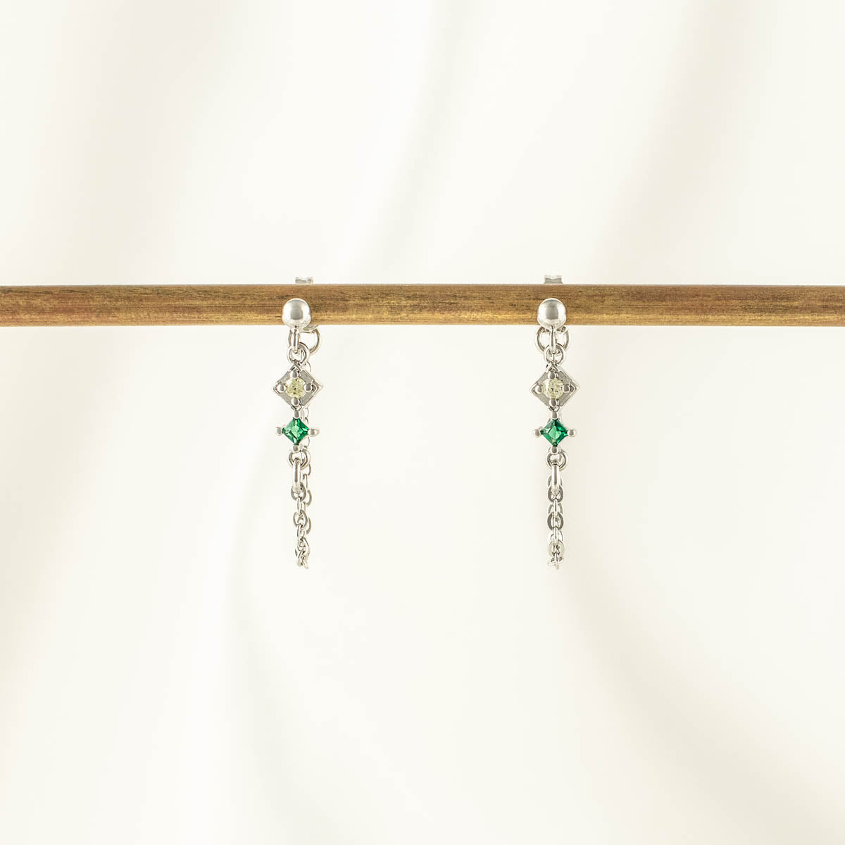 Hazel Green and Yellow Zircon Chain Studs